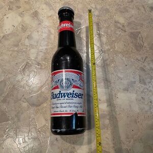Vintage Rare Anheuser-Busch Budweiser Beer Bottle Coin Piggy Bank — 22”